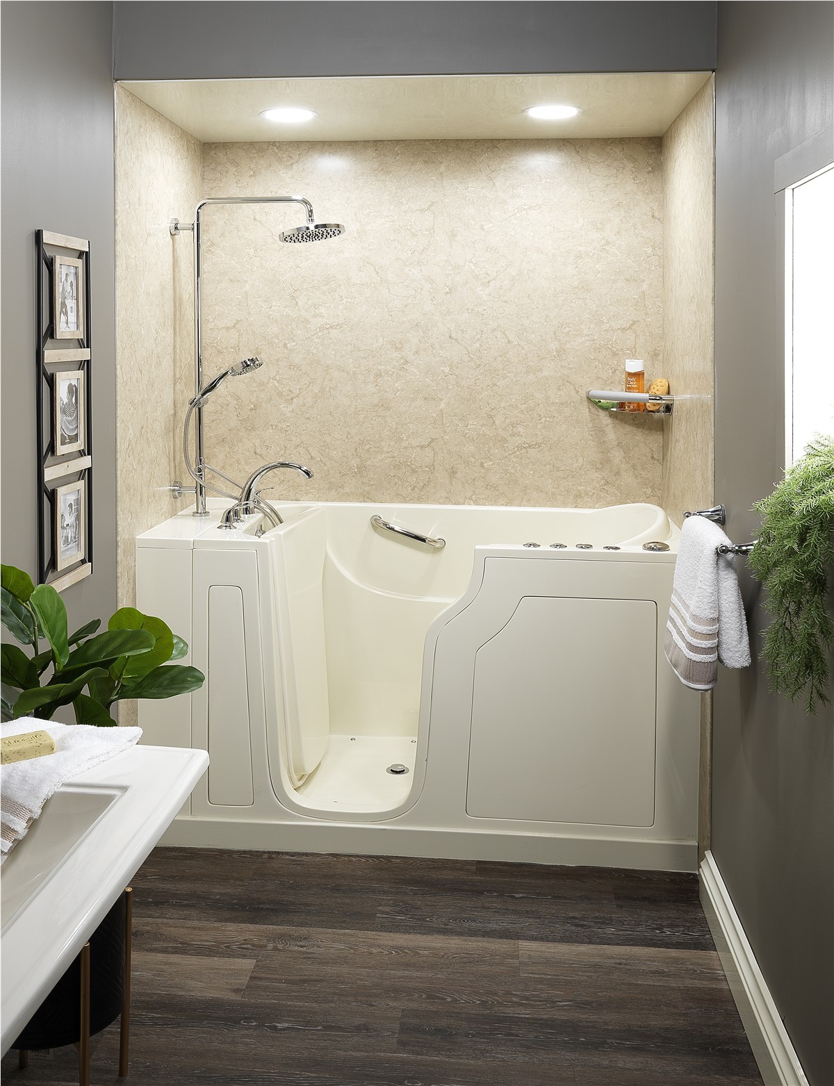 Luxury walk-in tub with heated seat